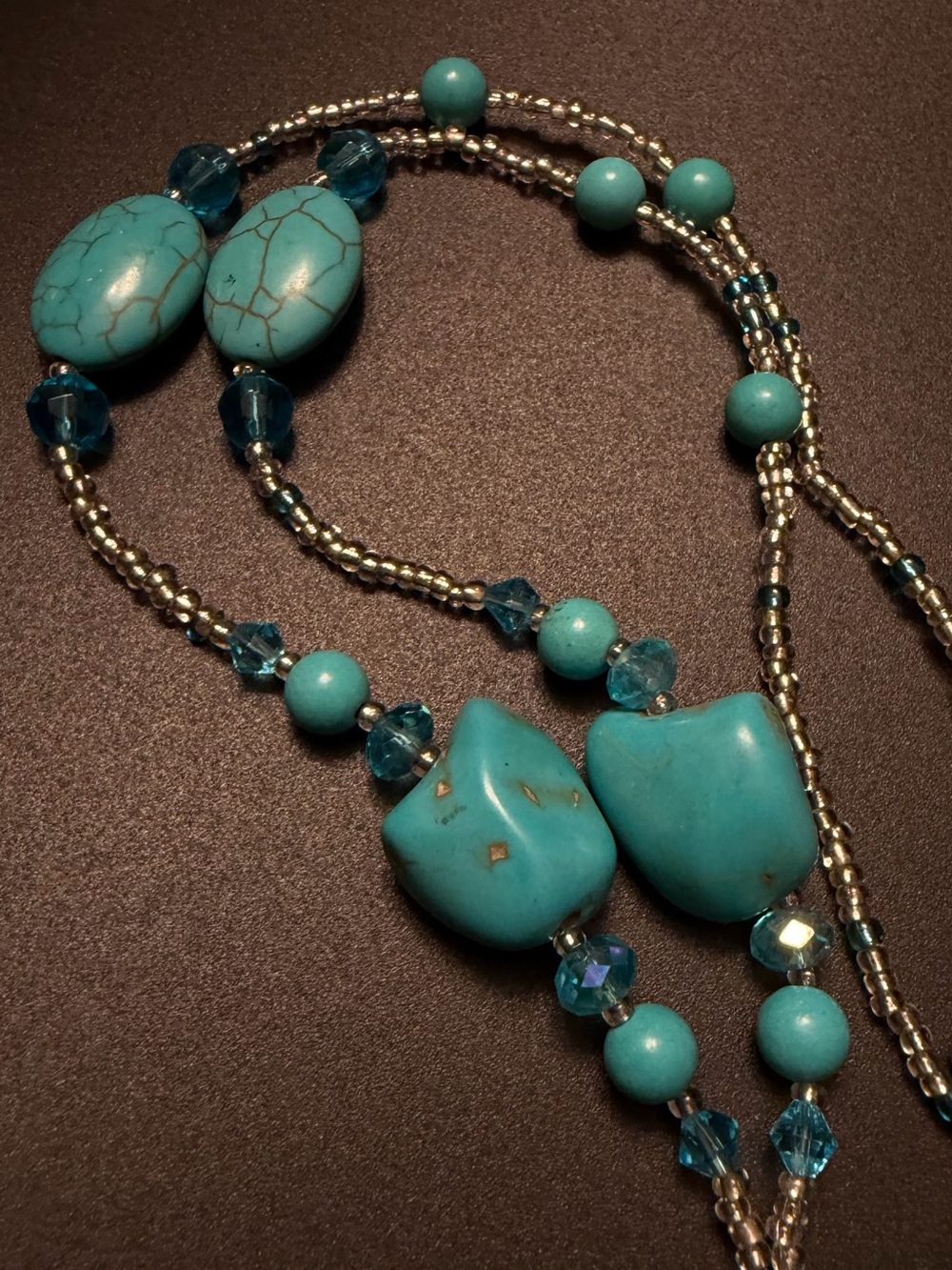 2-piece Set - Turquoise Stone Pendant Necklace + Earrings - Picture 4 of 5